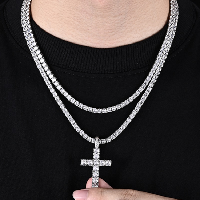 Diamond Zirconia Cross Necklace