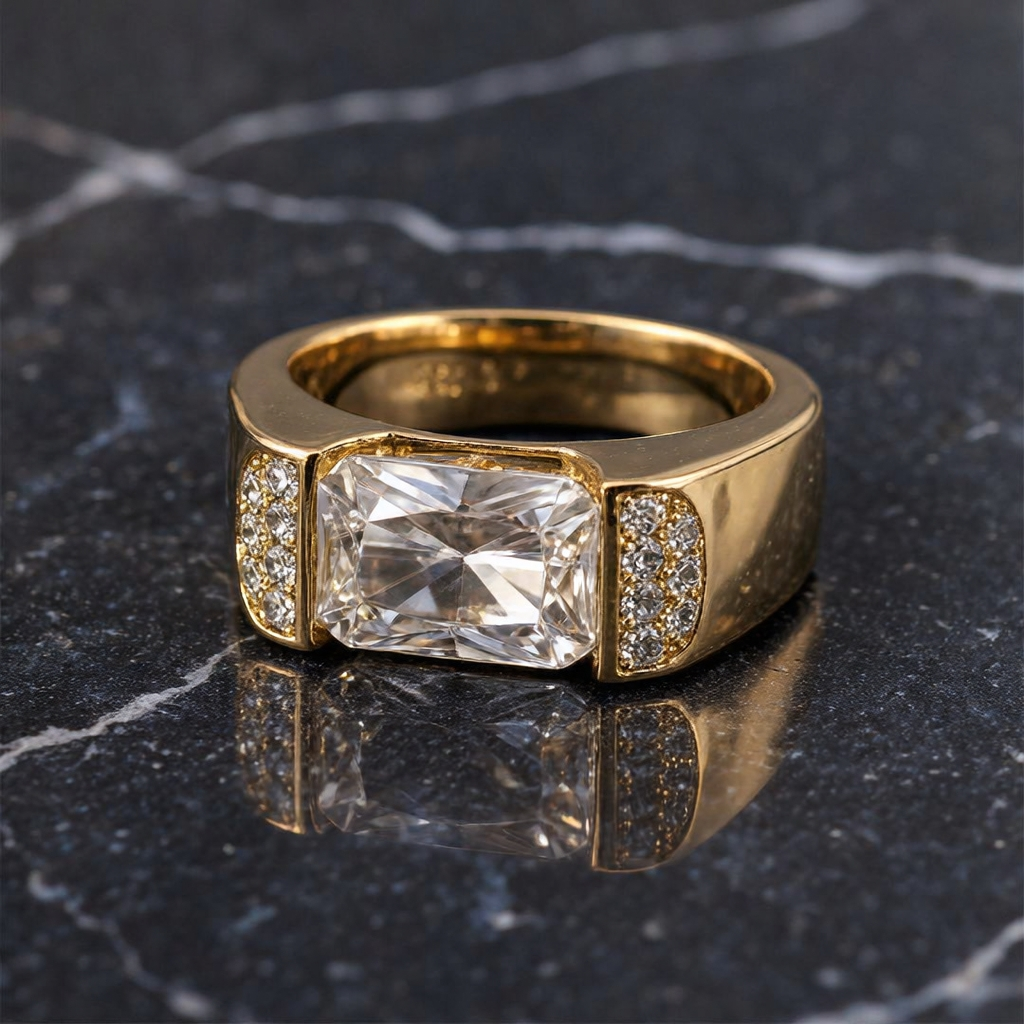 4.13ct Men's Radiant Cut White Stone Ring