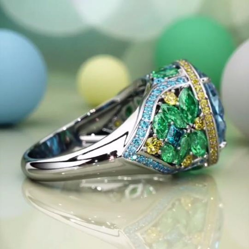 4.0 CT Oval Cut Blue Sapphire Engagement Ring