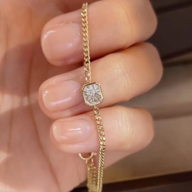 14K Gold Baguette Bracelet