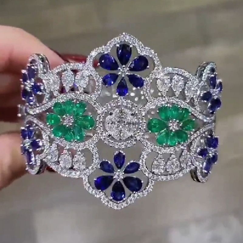 5.0CT New Premium Pear Cut Blue Desire Bracelet