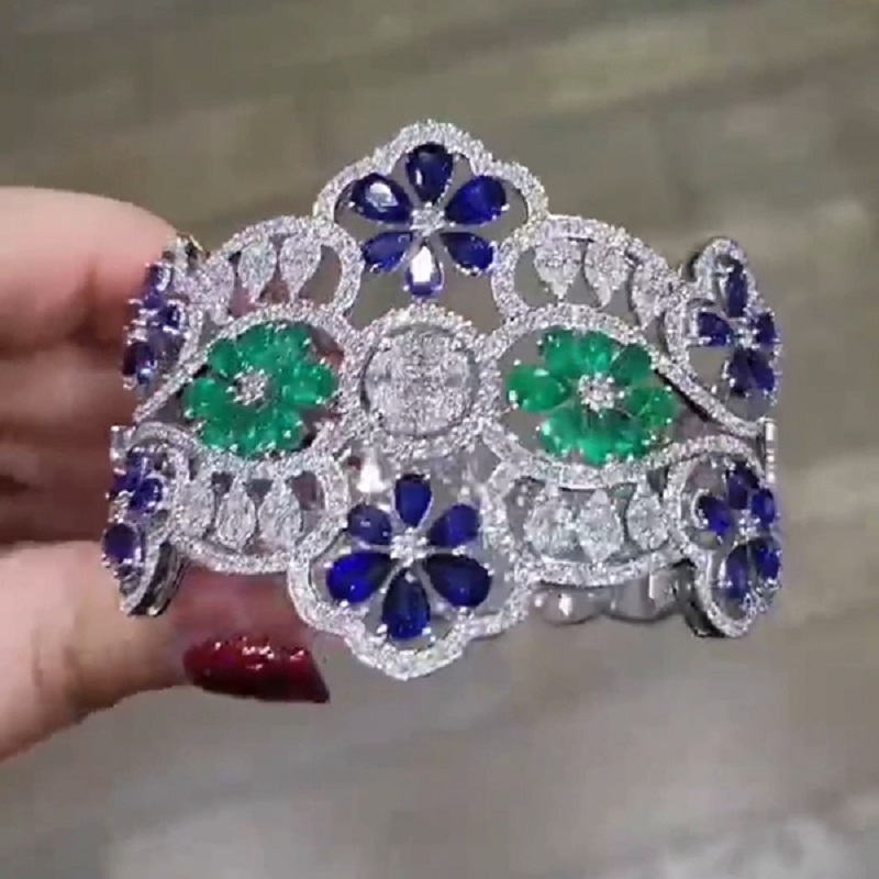 5.0CT New Premium Pear Cut Blue Desire Bracelet