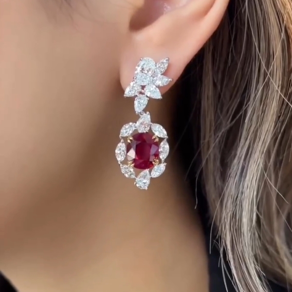 Berkshire Oval Cut Ruby Drop Earrings