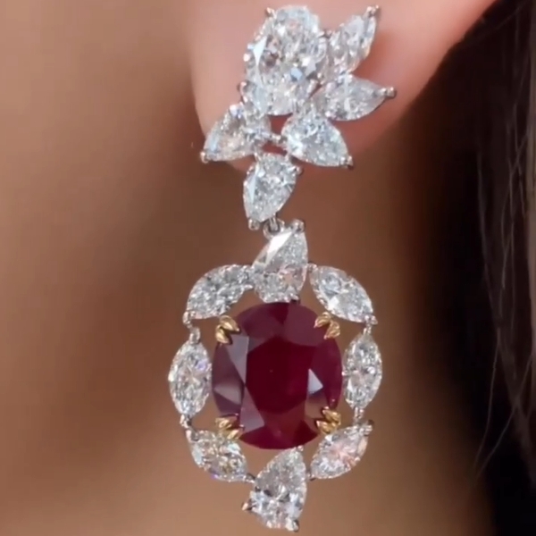 Berkshire Oval Cut Ruby Drop Earrings