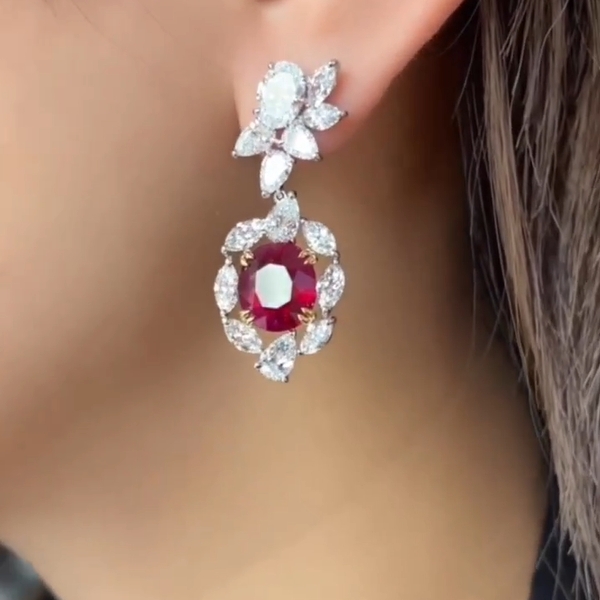 Berkshire Oval Cut Ruby Drop Earrings