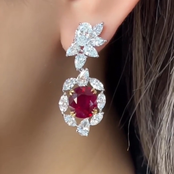Berkshire Oval Cut Ruby Drop Earrings