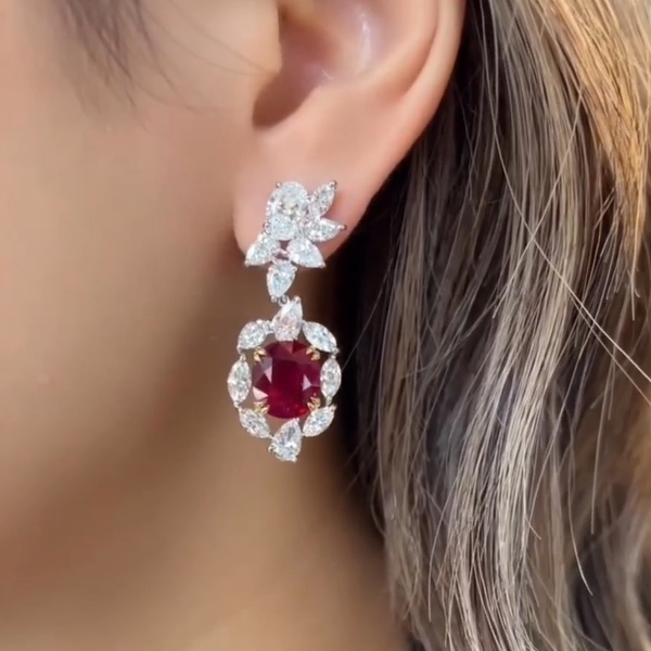 Berkshire Oval Cut Ruby Drop Earrings