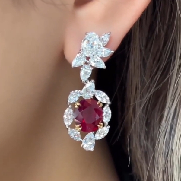 Berkshire Oval Cut Ruby Drop Earrings