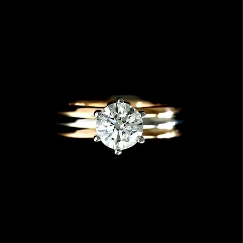14K Yellow Gold Round Cut Diamond Solitaire Engagement Wedding Ring