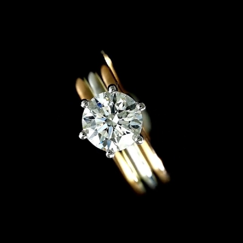14K Yellow Gold Round Cut Diamond Solitaire Engagement Wedding Ring