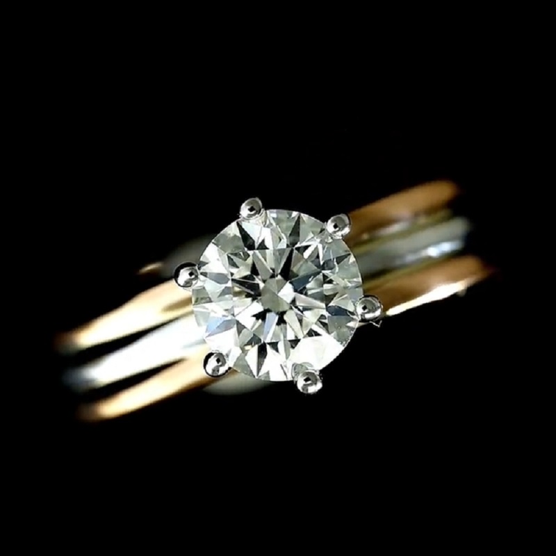 14K Yellow Gold Round Cut Diamond Solitaire Engagement Wedding Ring