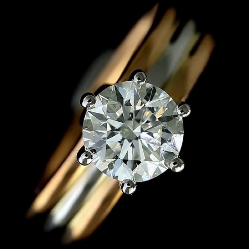 14K Yellow Gold Round Cut Diamond Solitaire Engagement Wedding Ring