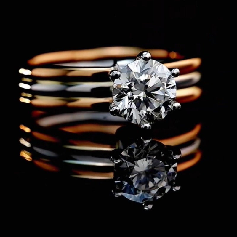 14K Yellow Gold Round Cut Diamond Solitaire Engagement Wedding Ring