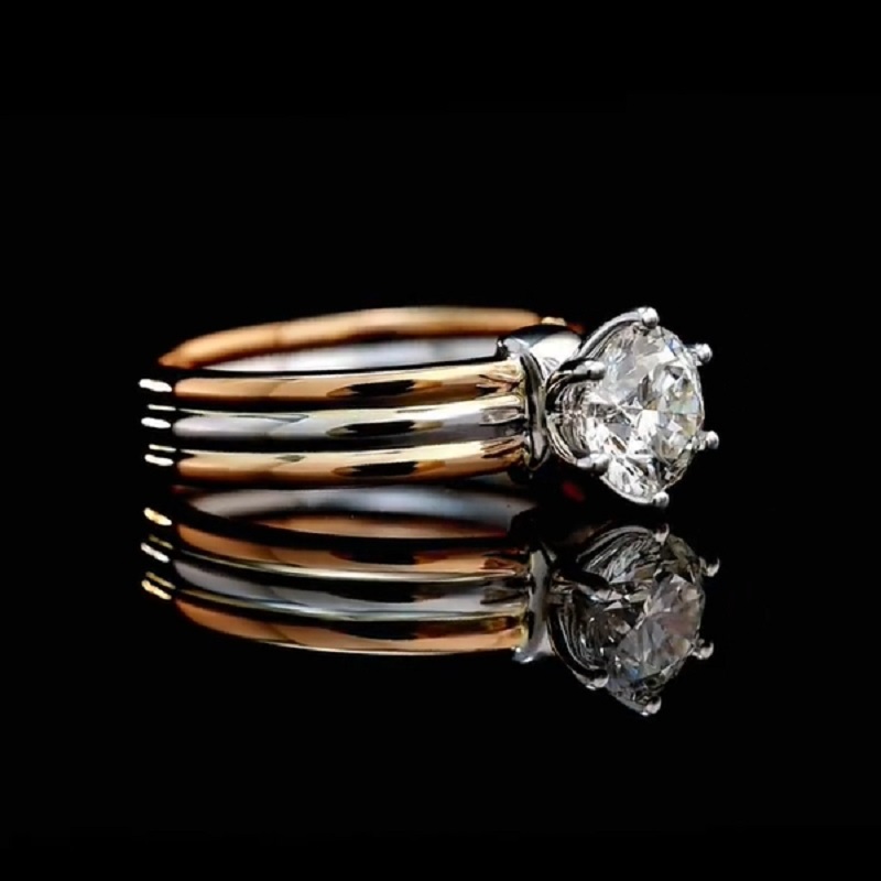 14K Yellow Gold Round Cut Diamond Solitaire Engagement Wedding Ring