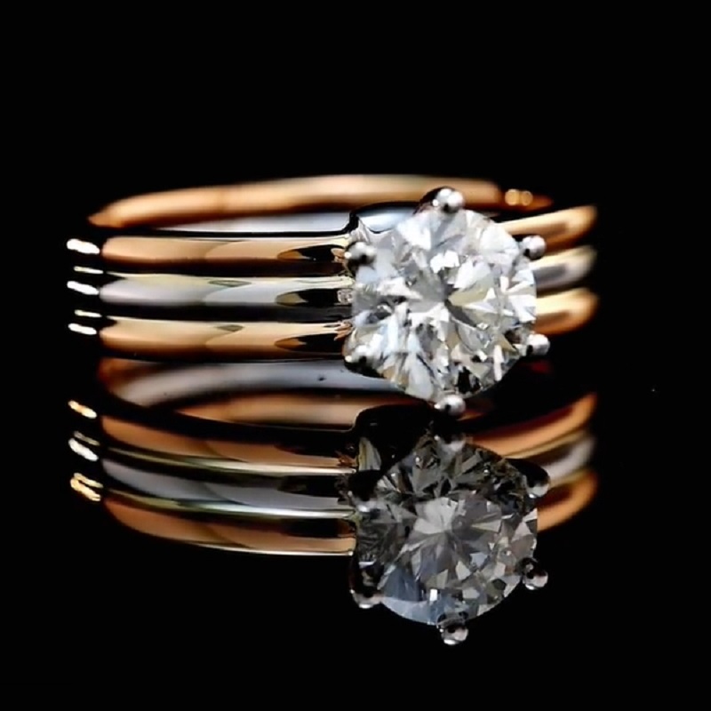 14K Yellow Gold Round Cut Diamond Solitaire Engagement Wedding Ring