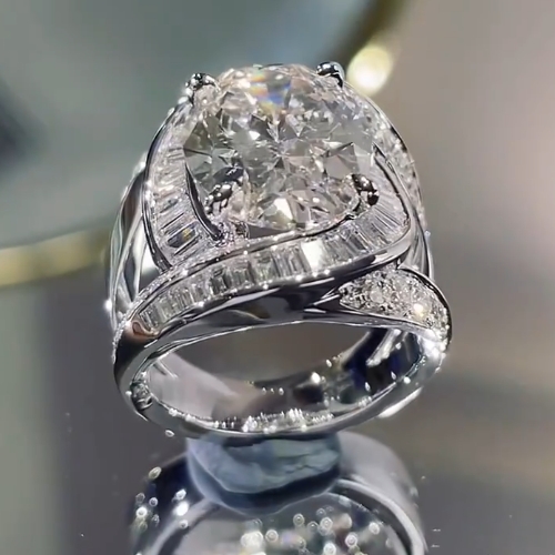 6.0 CT Luxurious Oval Cut Modern Engagement Ring In Sterling Silver