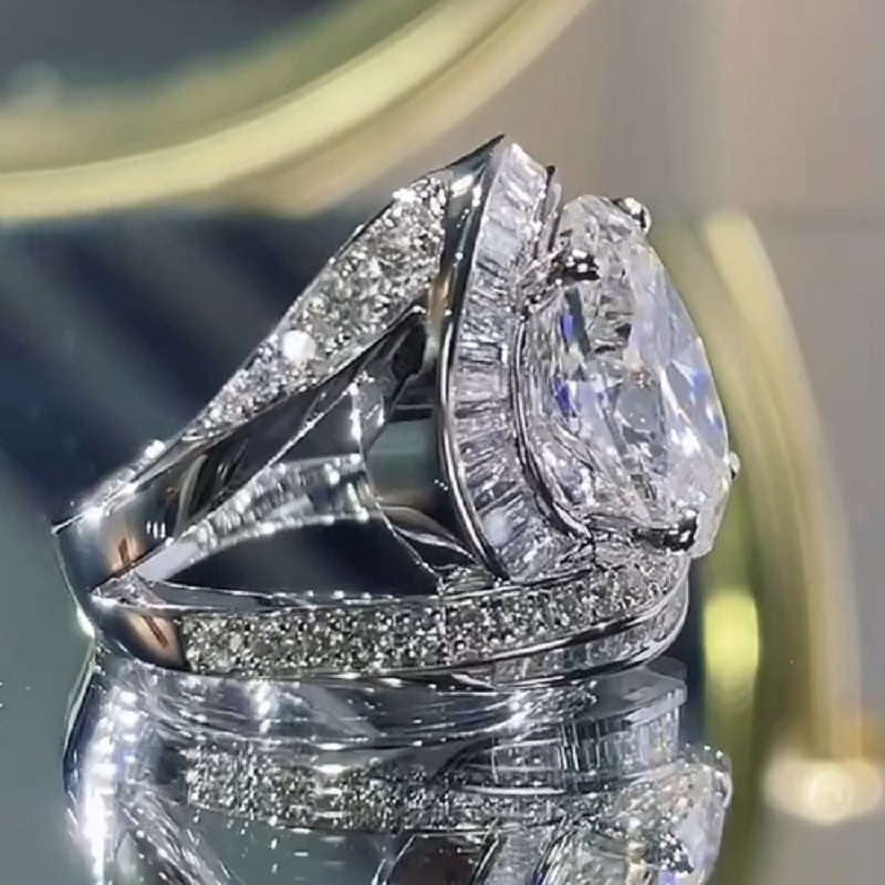 6.0 CT Luxurious Oval Cut Modern Engagement Ring In Sterling Silver