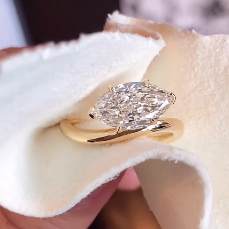 3.0CT Yellow Gold Marquise Cut Solitaire Ring
