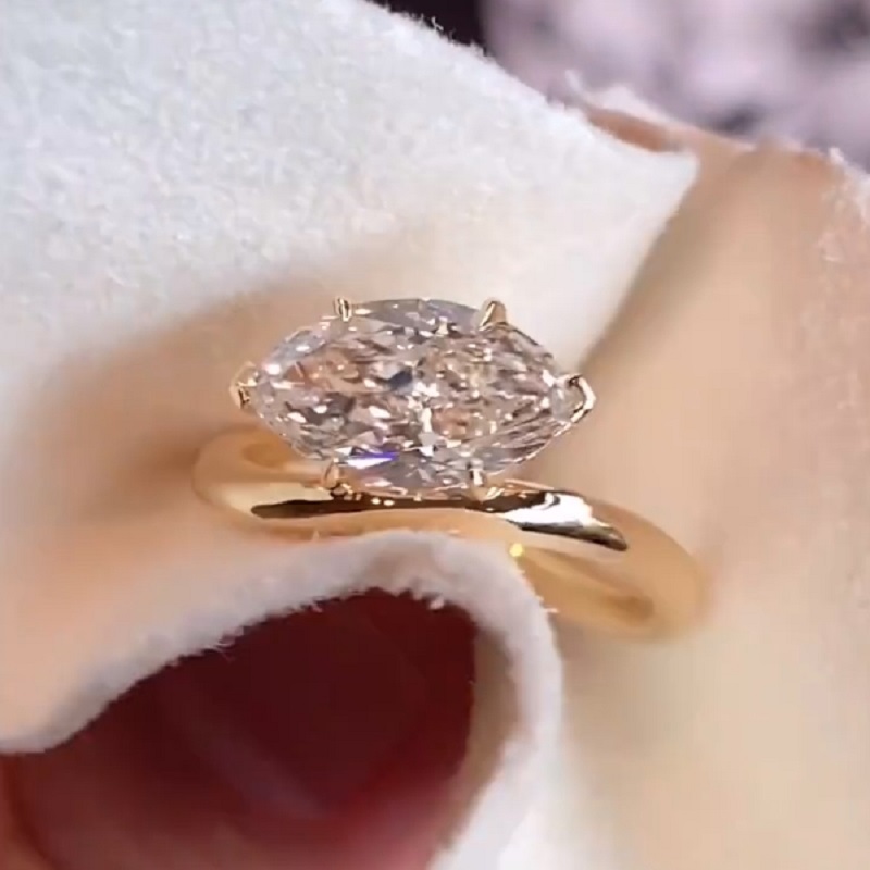 3.0CT Yellow Gold Marquise Cut Solitaire Ring