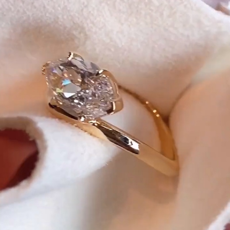 3.0CT Yellow Gold Marquise Cut Solitaire Ring