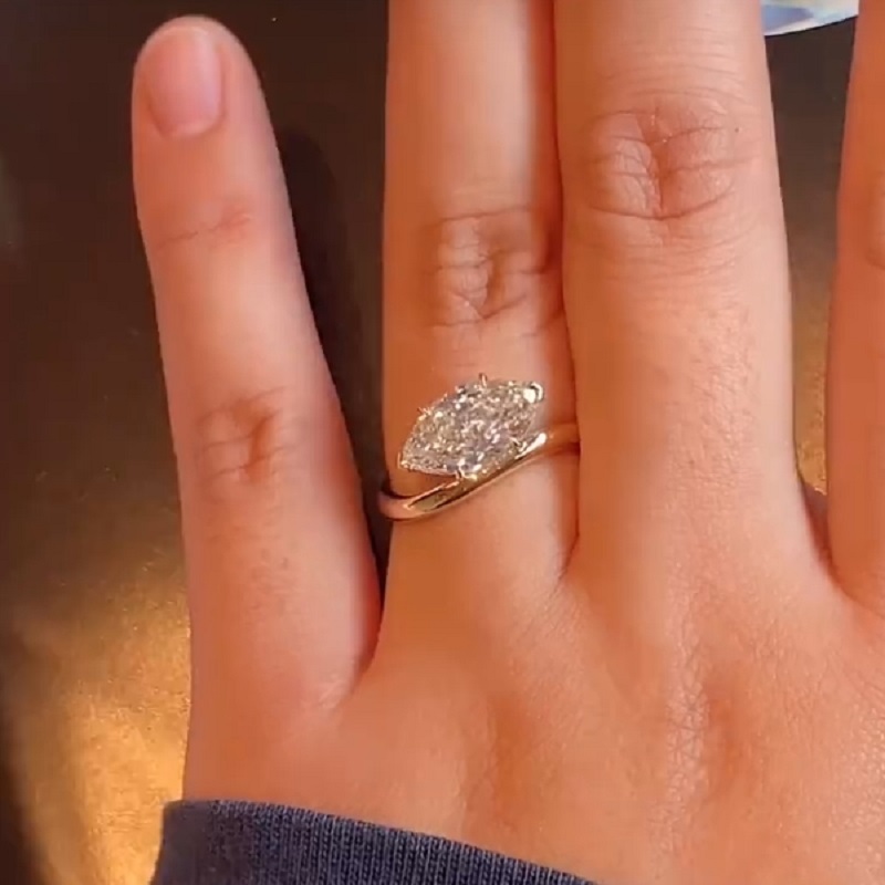3.0CT Yellow Gold Marquise Cut Solitaire Ring