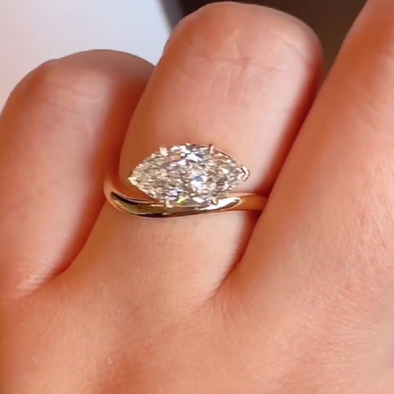 3.0CT Yellow Gold Marquise Cut Solitaire Ring