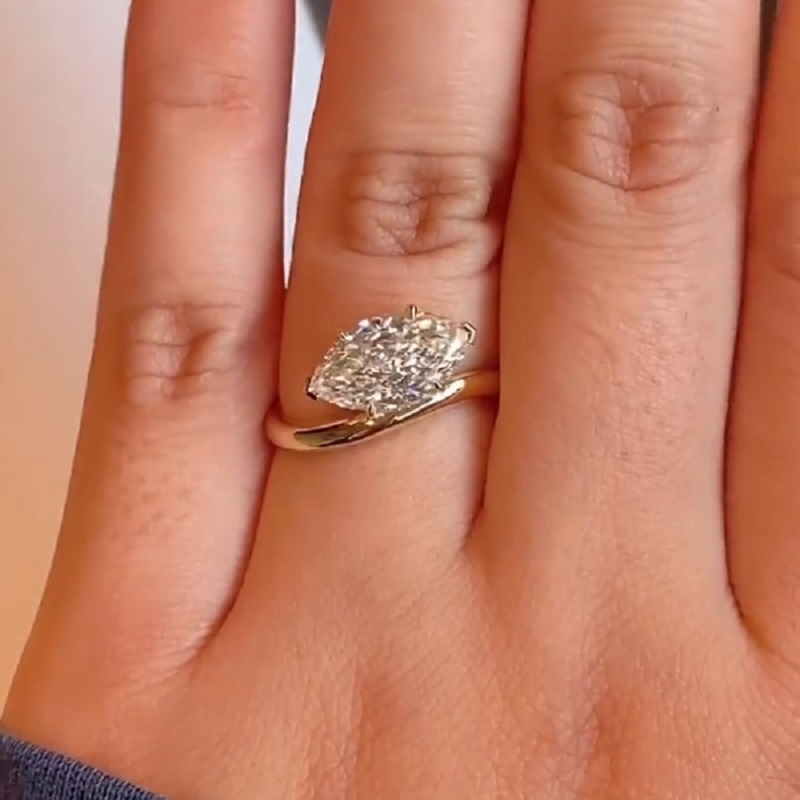 3.0CT Yellow Gold Marquise Cut Solitaire Ring