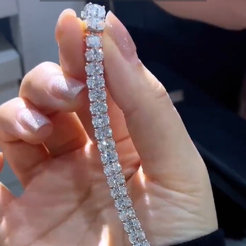 20.0 CT Tennis Hip Hop Rock Chain Bracelet Jewellery Sterling Silver White Gold Plated