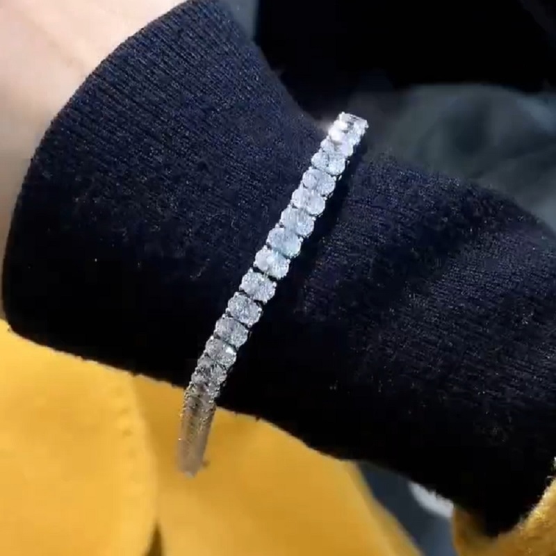 20.0 CT Tennis Hip Hop Rock Chain Bracelet Jewellery Sterling Silver White Gold Plated