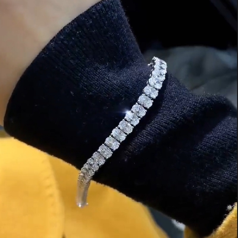 20.0 CT Tennis Hip Hop Rock Chain Bracelet Jewellery Sterling Silver White Gold Plated