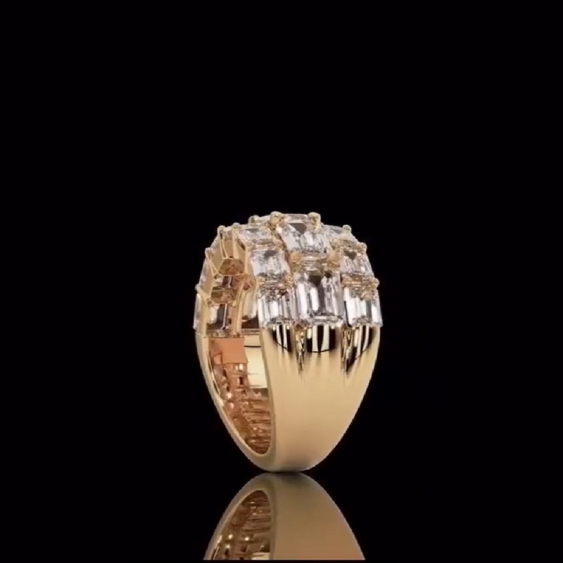 18K Yellow Gold Ring With 3.0CT Round Diamonds