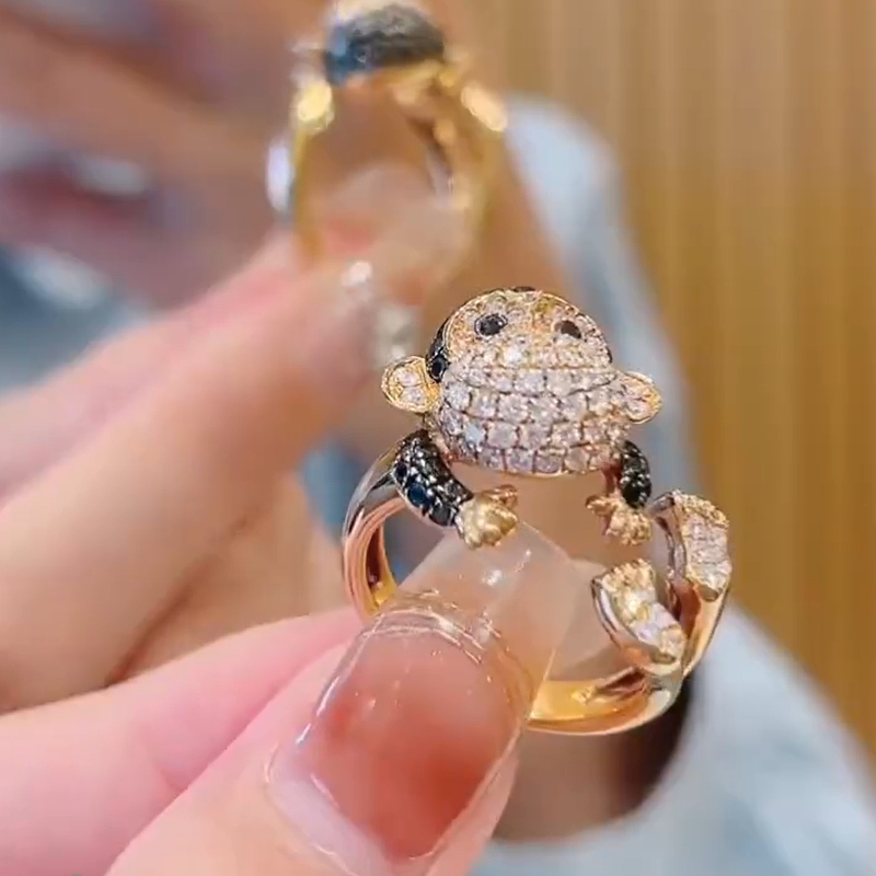 2CT Hug Me "Amusing Monkey" Round Cut Sterling Silver Ring