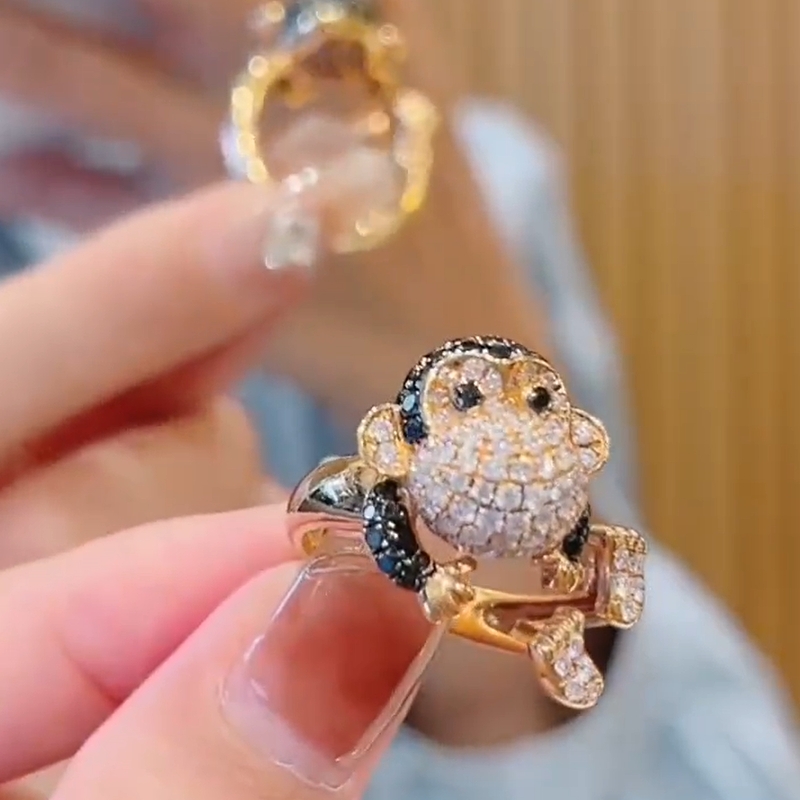 2CT Hug Me "Amusing Monkey" Round Cut Sterling Silver Ring