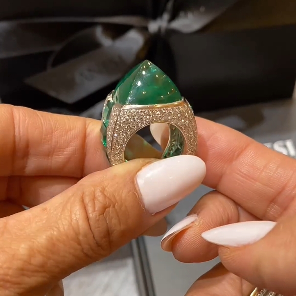 15.0 CT Royall Asscher Cut Emerald Engagement Ring