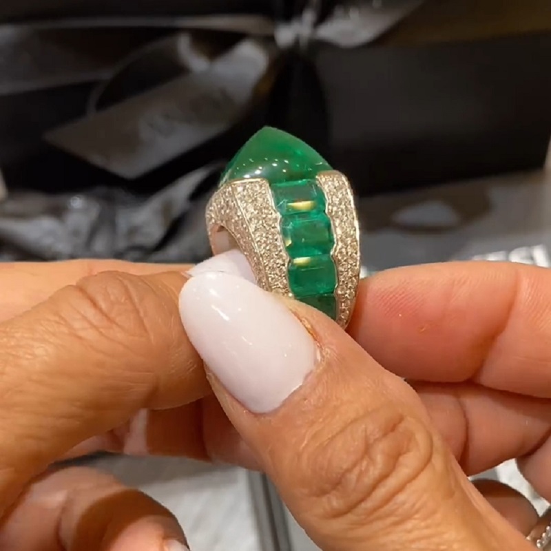 15.0 CT Royall Asscher Cut Emerald Engagement Ring