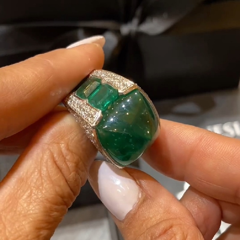 15.0 CT Royall Asscher Cut Emerald Engagement Ring