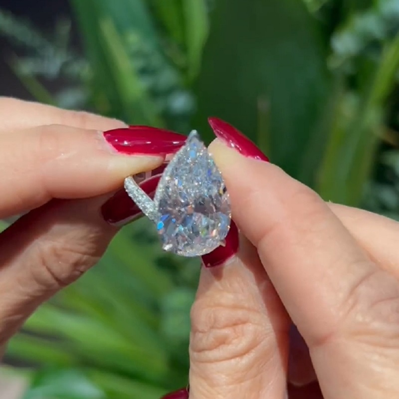 20.0CT Diamond Pear Shaped Diamonds Band Style Engagement Ring