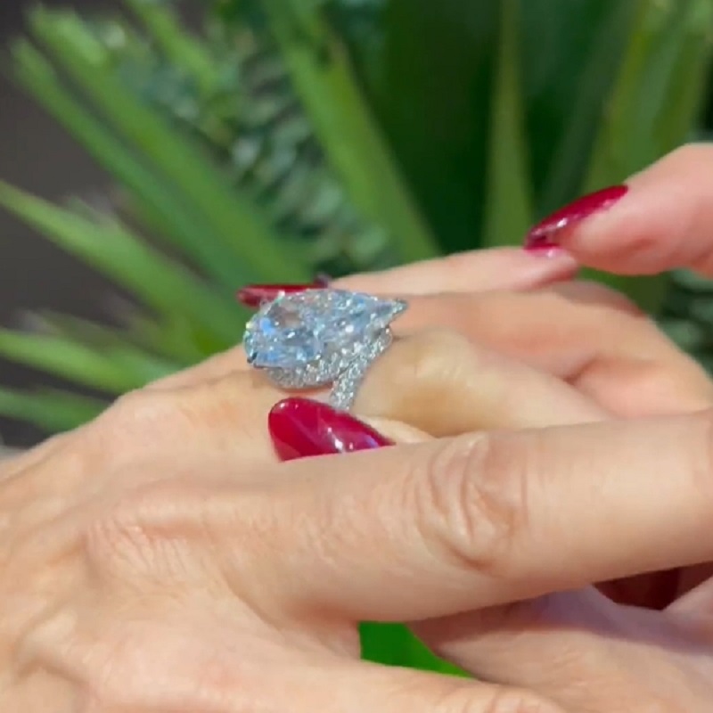 20.0CT Diamond Pear Shaped Diamonds Band Style Engagement Ring