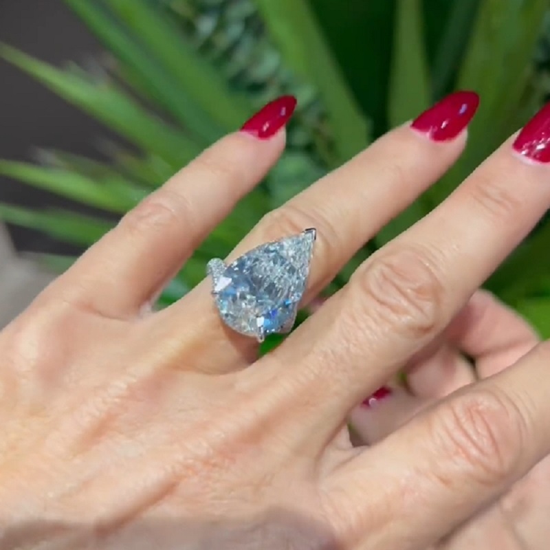 20.0CT Diamond Pear Shaped Diamonds Band Style Engagement Ring