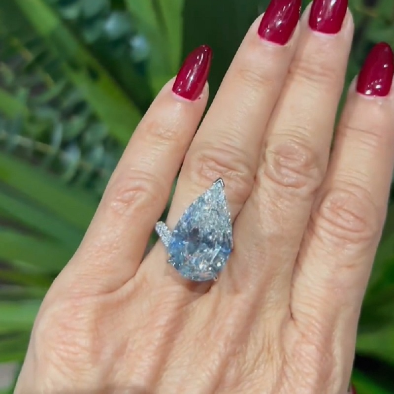 20.0CT Diamond Pear Shaped Diamonds Band Style Engagement Ring