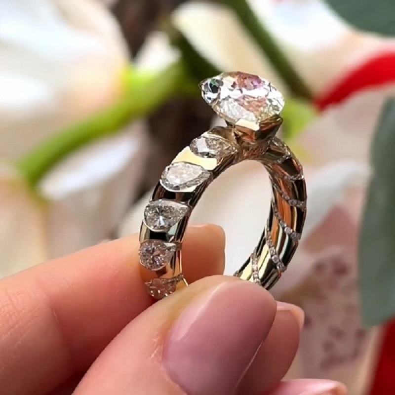 6.25 CT Pear Cut Glamorous Engagement Ring In Sterling Silver