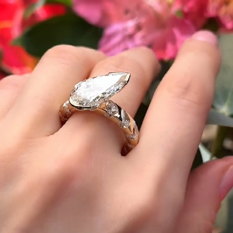 6.25 CT Pear Cut Glamorous Engagement Ring In Sterling Silver