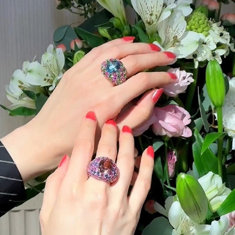 4.0CT Oval Cut Pink Tourmaline Cocktail Ring