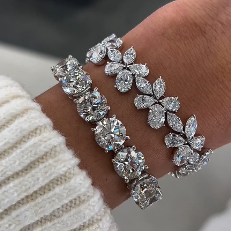 15.0CT Butterfly Flower Bracelet Floral Bridal Wedding Watch Band
