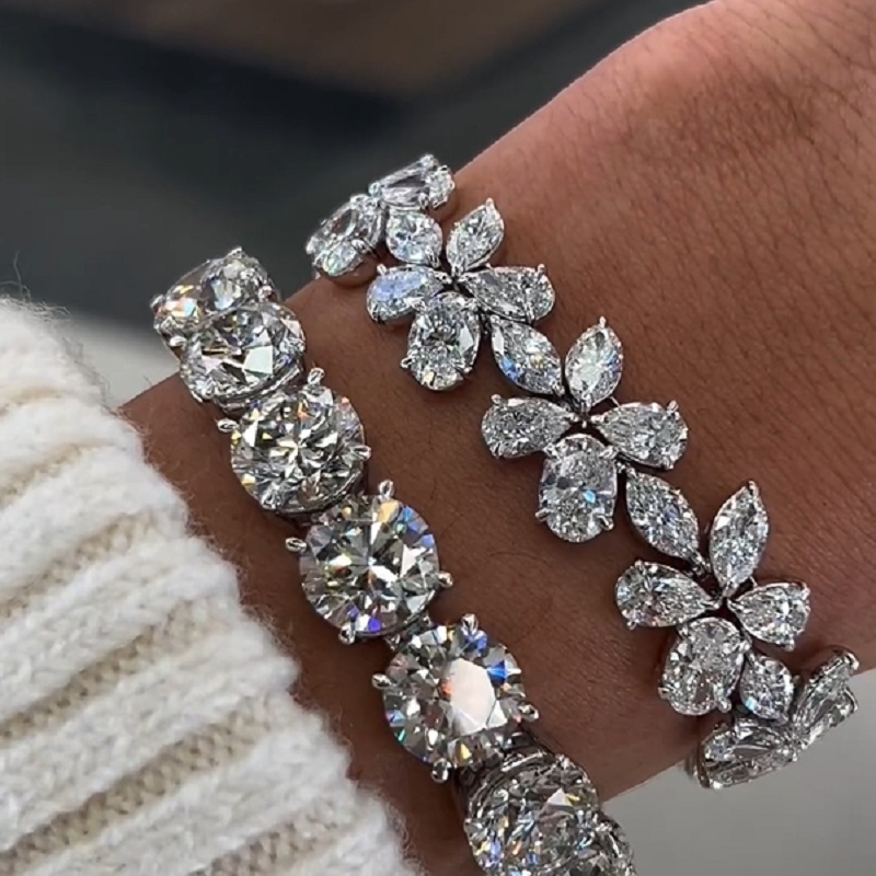 15.0CT Butterfly Flower Bracelet Floral Bridal Wedding Watch Band