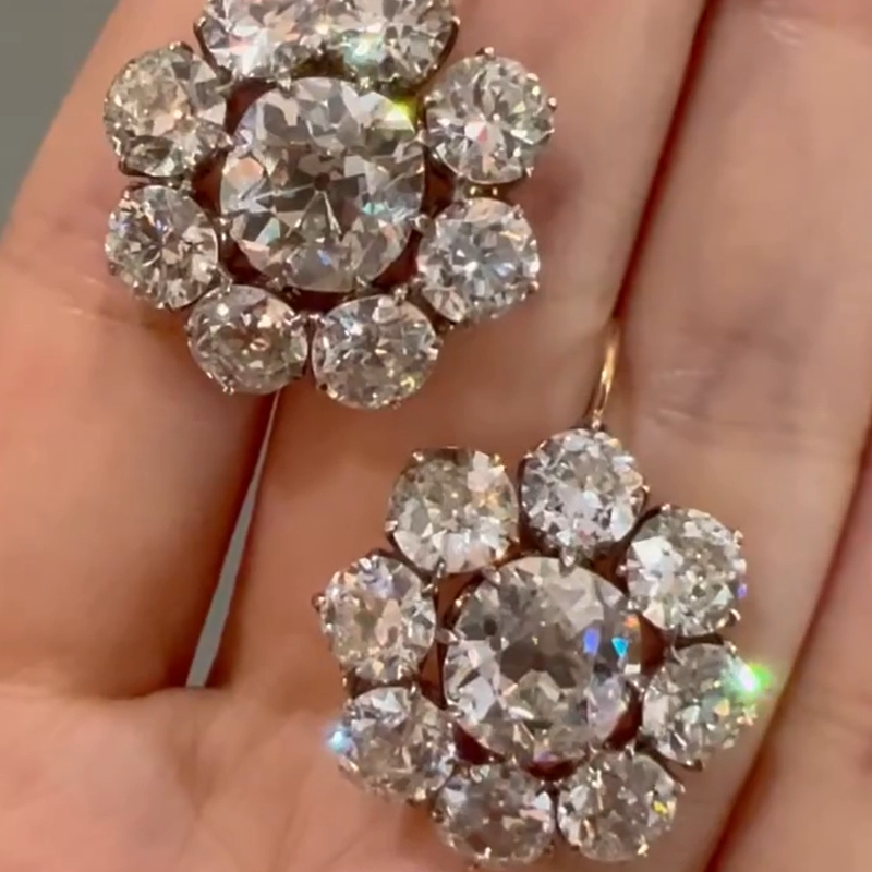 24.6CT White Sapphire Cluster Flower Drop Earrings