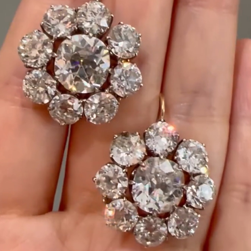 24.6CT White Sapphire Cluster Flower Drop Earrings