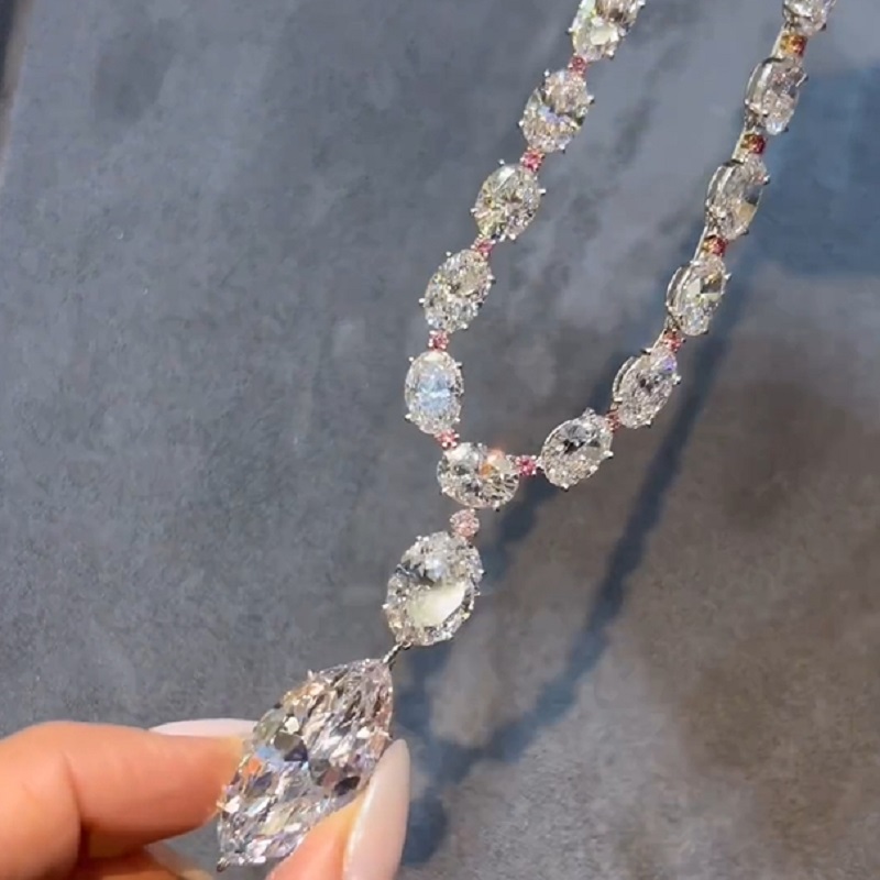 34.02 Carat Oval And Marquise Shaped Diamond Necklace