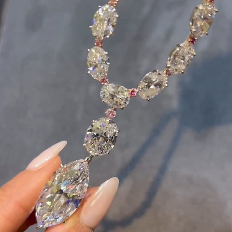 34.02 Carat Oval And Marquise Shaped Diamond Necklace