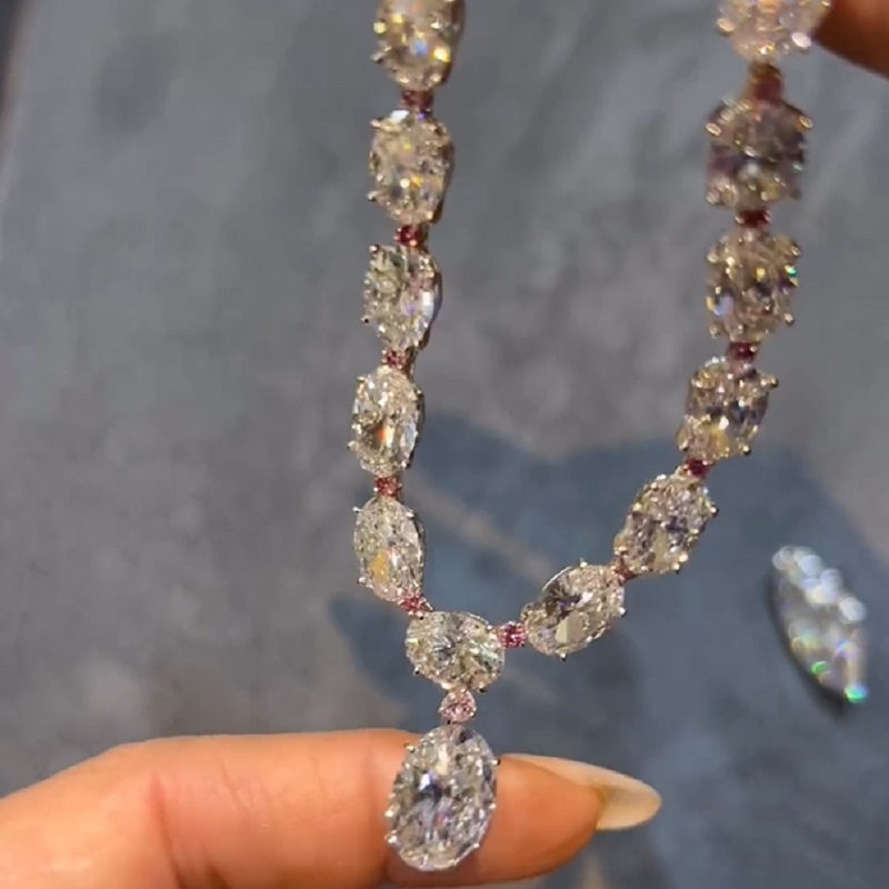 34.02 Carat Oval And Marquise Shaped Diamond Necklace